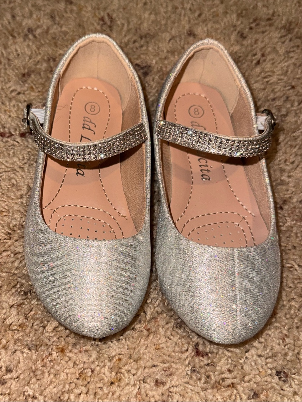Girls Silver Sparkle Mary Jane Shoes